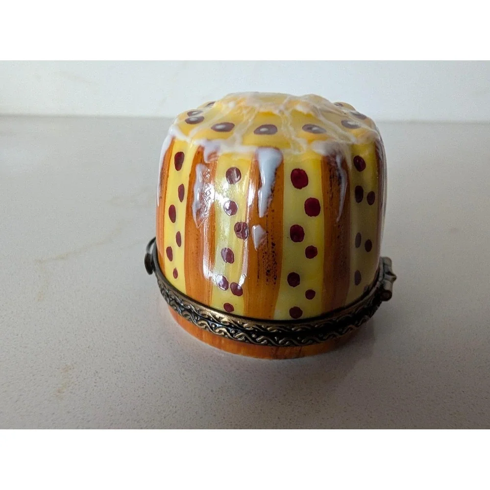 Limoges Peint Main Canele Pastry Trinket Box Hand Painted French Porcelain